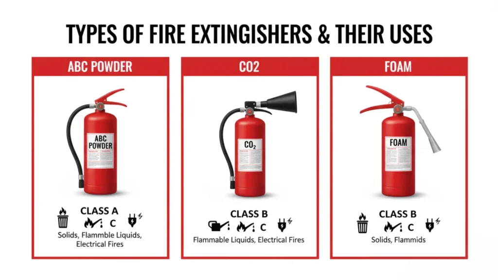 Types of fire extinguishers and their uses