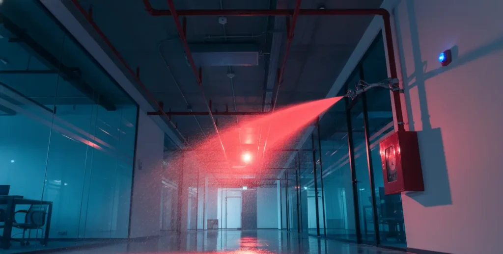 Automatic fire sprinkler system for commercial building fire protection